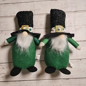 2pc St. Patrick’s Day Plush Munchkin Gnome Set 13" Leprechaun Shelf Sitter Decor